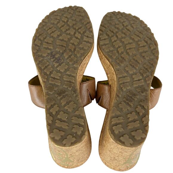 Timberland Wedge Thong Sandals 8 Brown Leather Cork - Picture 3 of 11